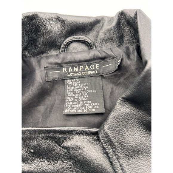 Rampage Leather Motorcycle Moto Jacket Black Womens Medium Zip Up - Picture 7 of 9